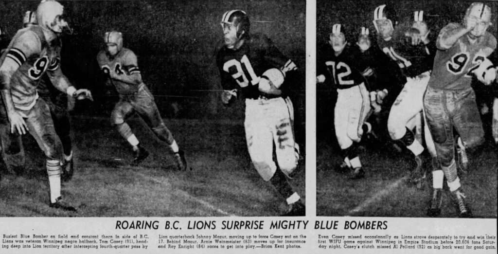 BC Lions first game action (Vancouver Sun)