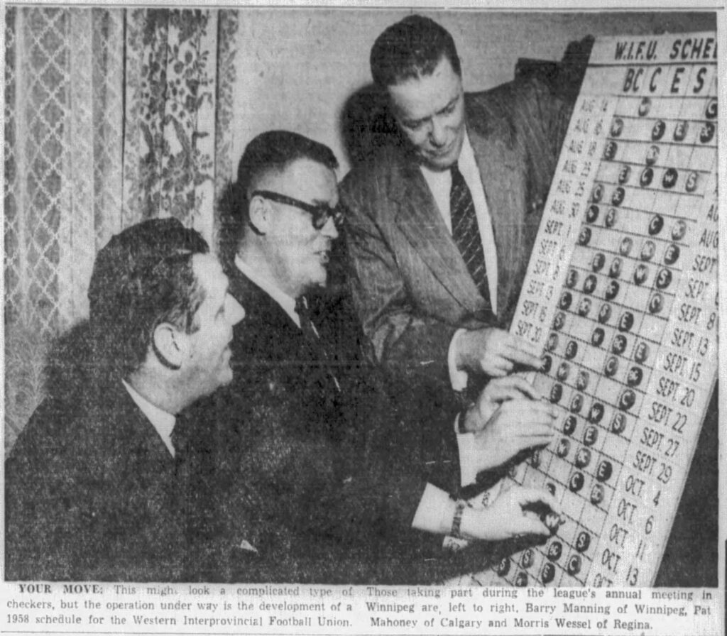 WIFU schedule makers in 1958