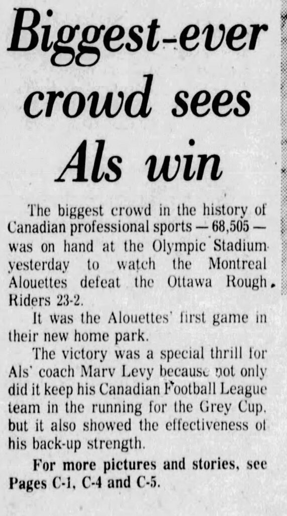 Biggest CFL Crowd