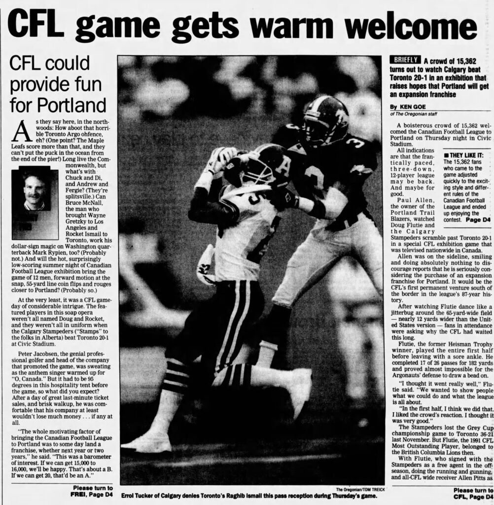 CFL gets warm welcome in Portland article in the Oregonian newspaper (1992)