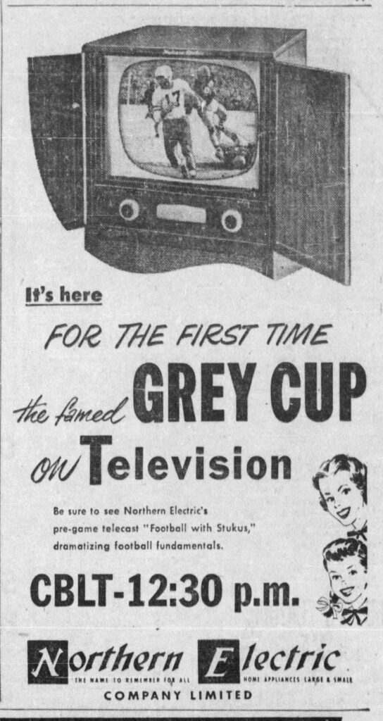 Grey Cup Ad in the Toronto Star (1952)
