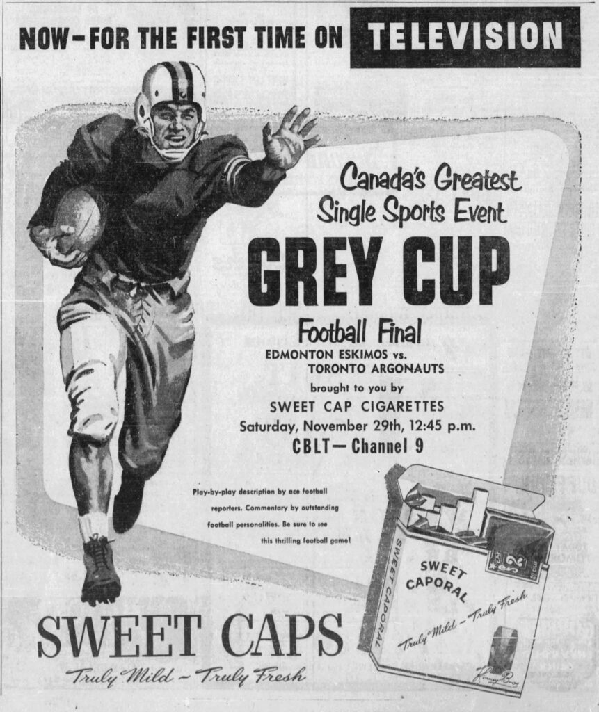 Grey Cup Ad in the Toronto Star (1952)