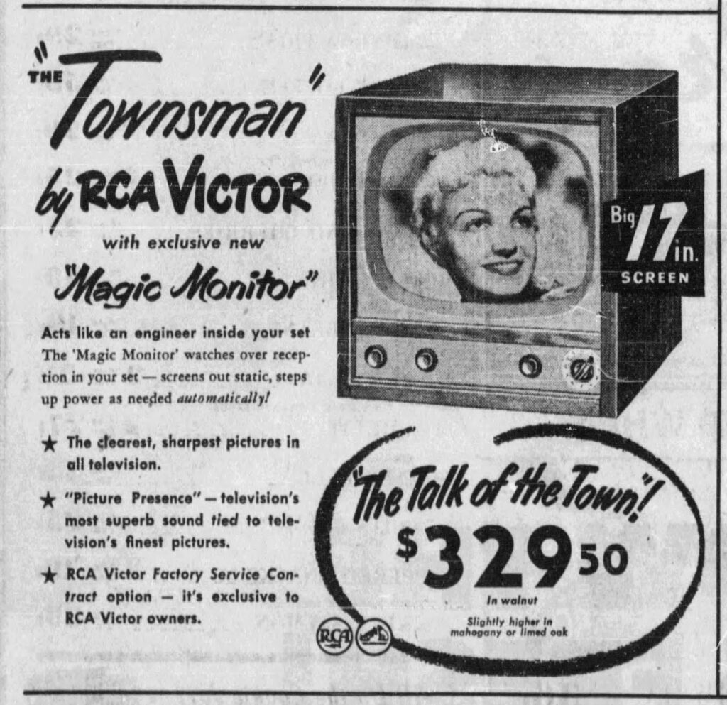 TV sale ad in the Toronto Star (1952)
