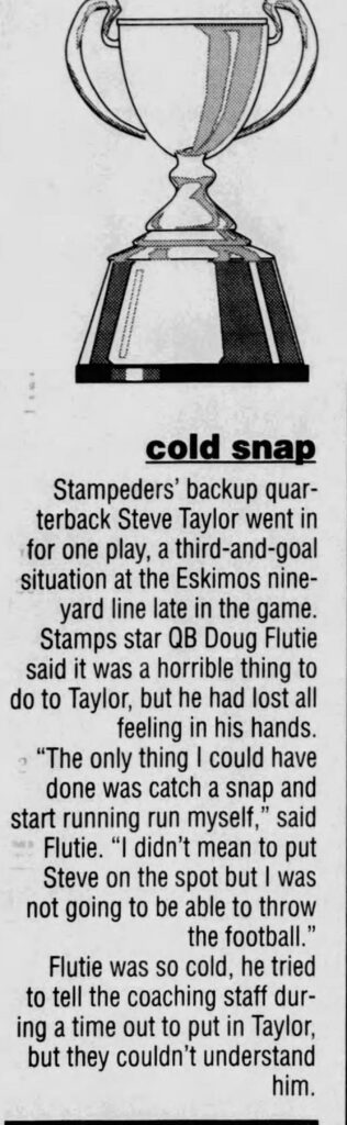 Coverage of the 1993 Western Final in the Calgary Herald (22 November 1993)