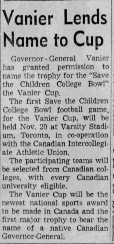 Vancouver Sun article about the new Vanier Cup