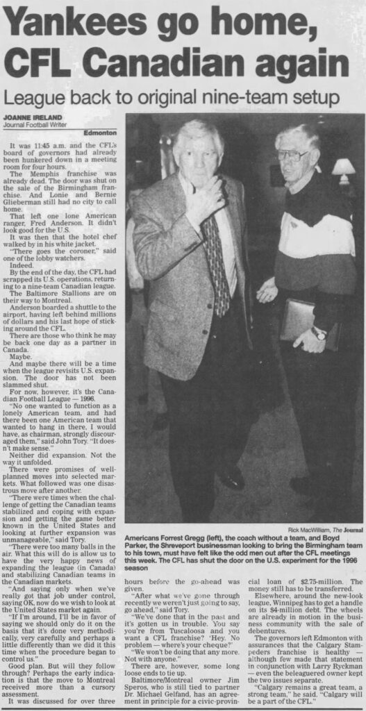 The take in the Edmonton Journal (3 February 1996).