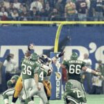 Dave Ridgway kicking the game winning field goal in the 1989 Grey Cup.