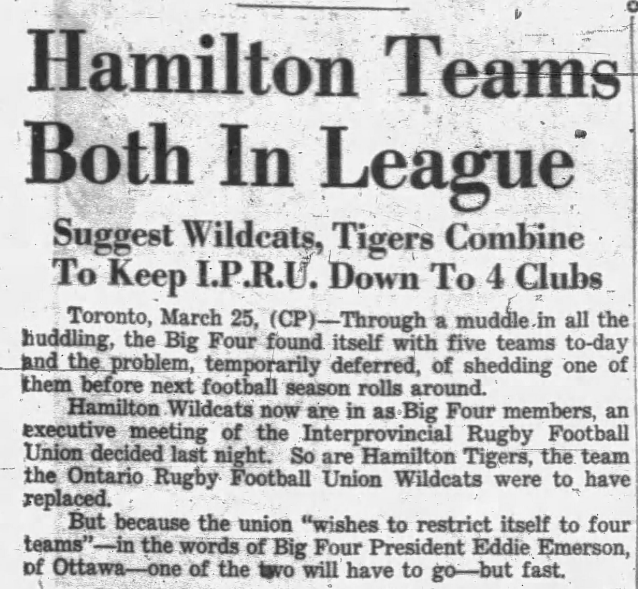 Tigers Quit the Big Four