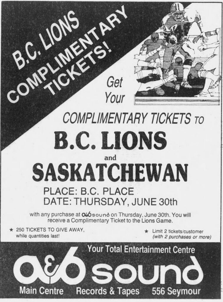 A&B promo ad in the Province (30 June 1983).
