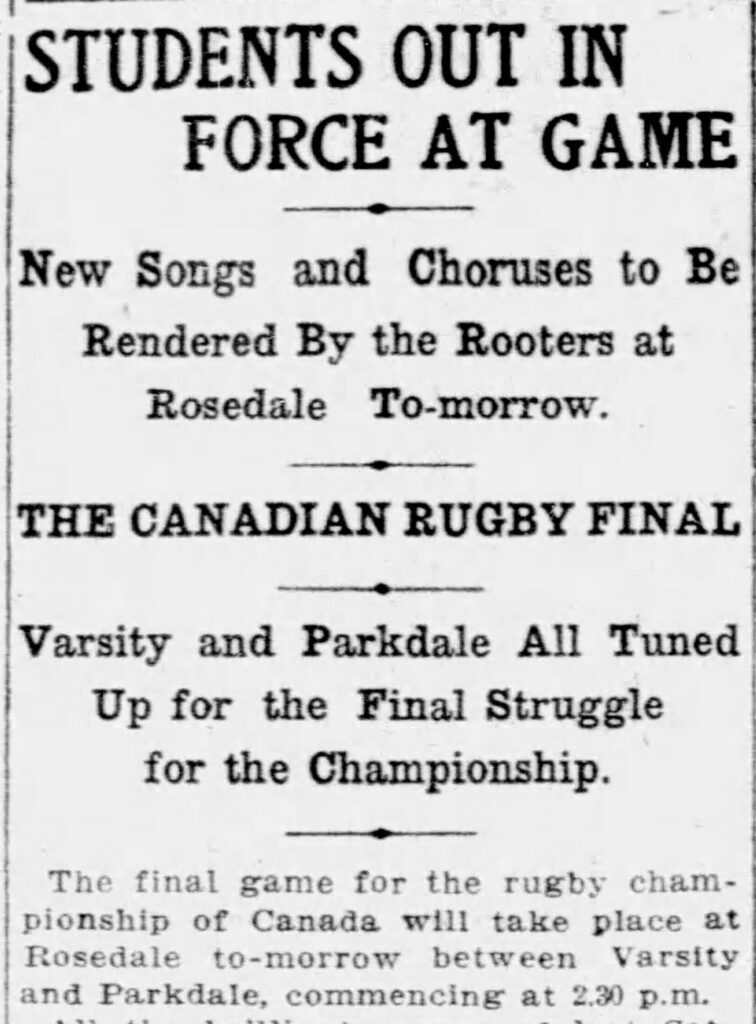 Varsity to play Parkdale in first Grey Cup (Toronto Star)