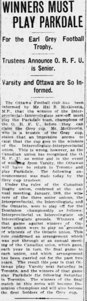 Winners Must Play Parkdale (Ottawa Citizen)