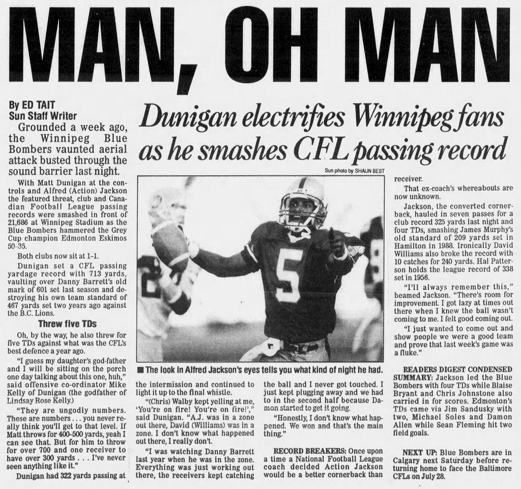 Account of the record-setting game by Ed Tait in the Winnipeg Sun.