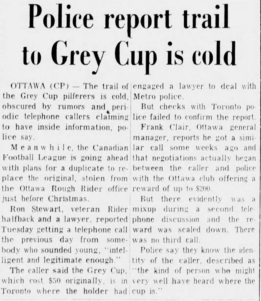 Canadian Press article in the Kingston Whig-Standard (11 February 1970).